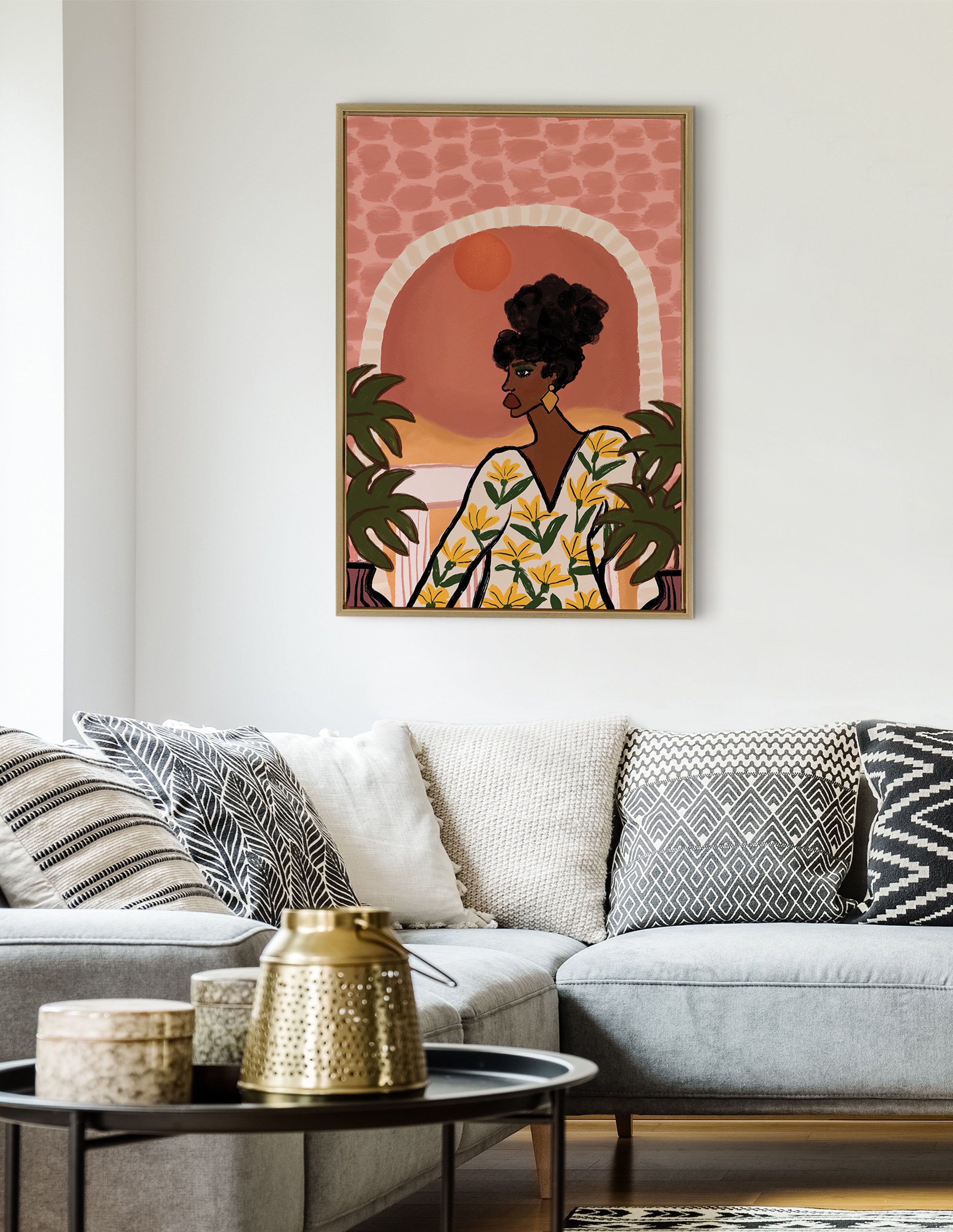 Sylvie Desert Wanderer Lady Framed Canvas by Kendra Dandy of Bouffants and Broken Hearts