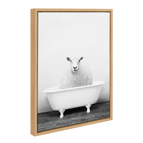 Sylvie Sheep in Vintage Tub Framed Canvas by Amy Peterson Art Studio