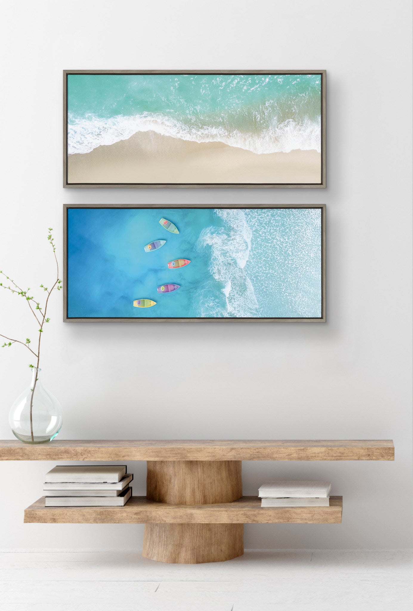 Sylvie Ocean Beach Fantasy Framed Canvas by The Creative Bunch Studio