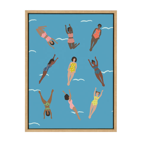 Sylvie Swimmers Framed Canvas by Queenbe Monyei