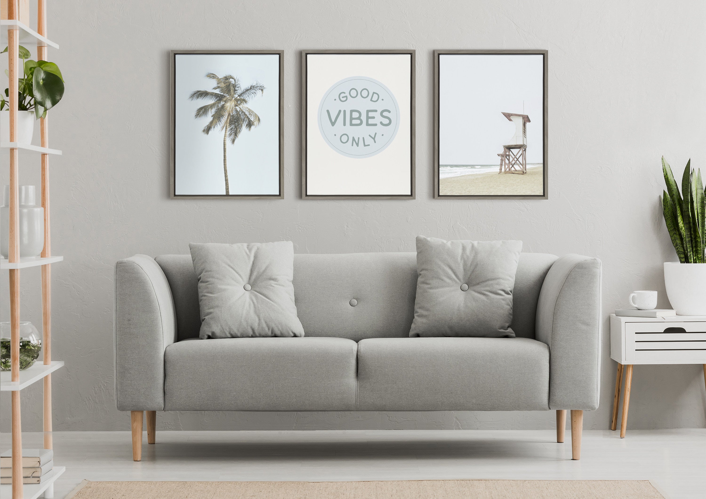 Sylvie One Coconut Palm Tree Framed Canvas by The Creative Bunch Studio