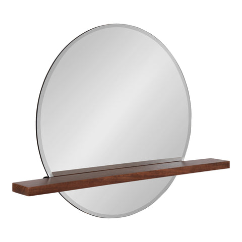 Fosset Round Frameless Mirror with Shelf