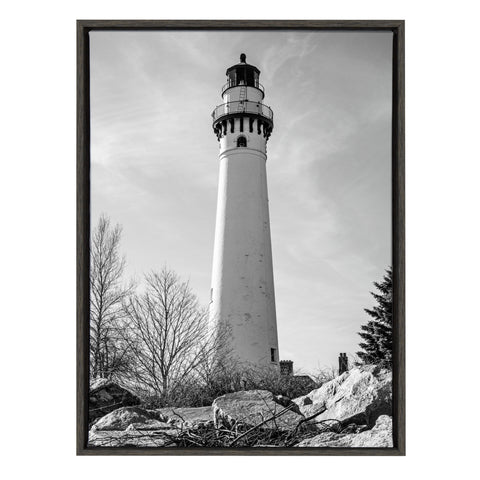 Sylvie Lighthouse Photo Framed Canvas by Mike Nightengale, Gray 23x33