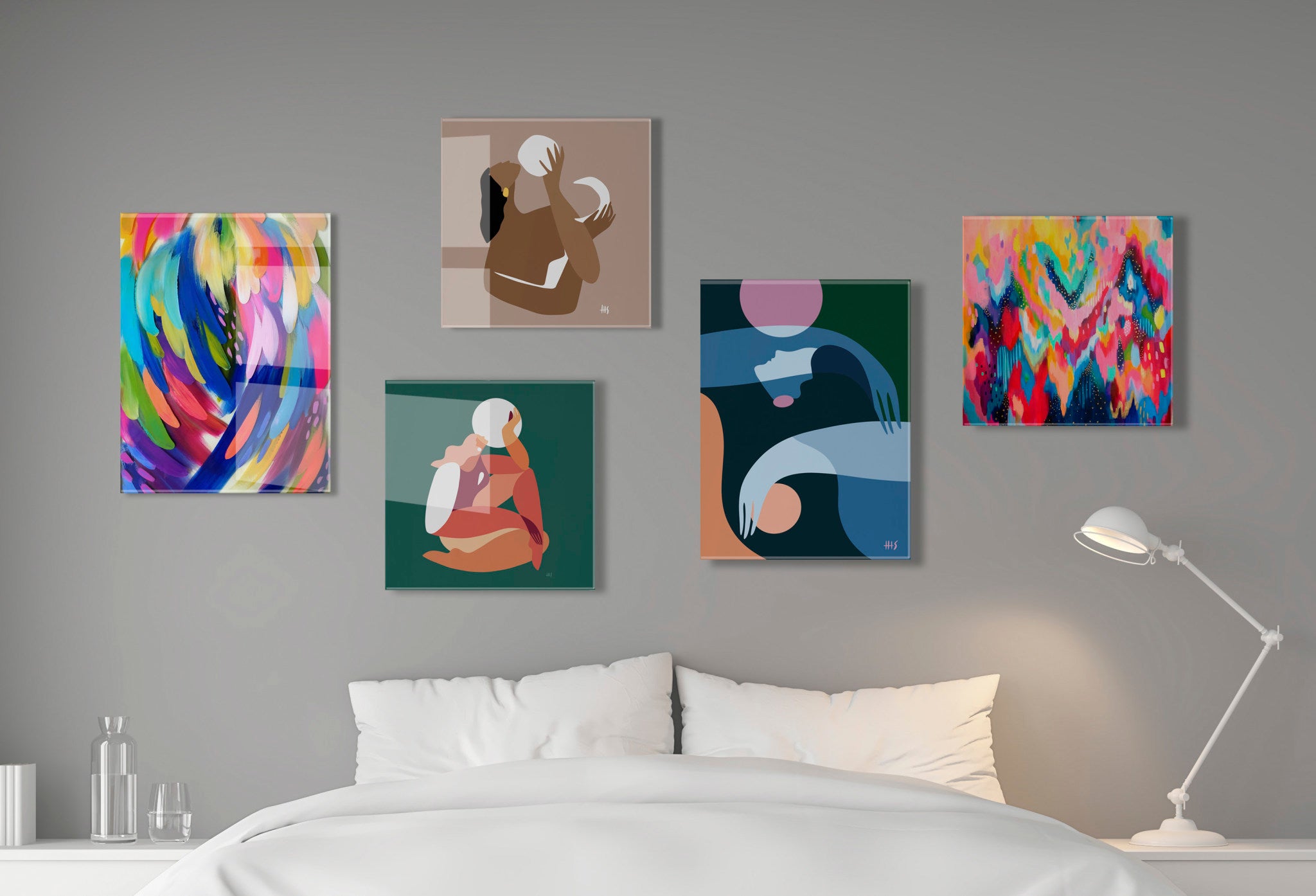 Bright Brush Strokes Floating Acrylic Art by Jessi Raulet of Ettavee