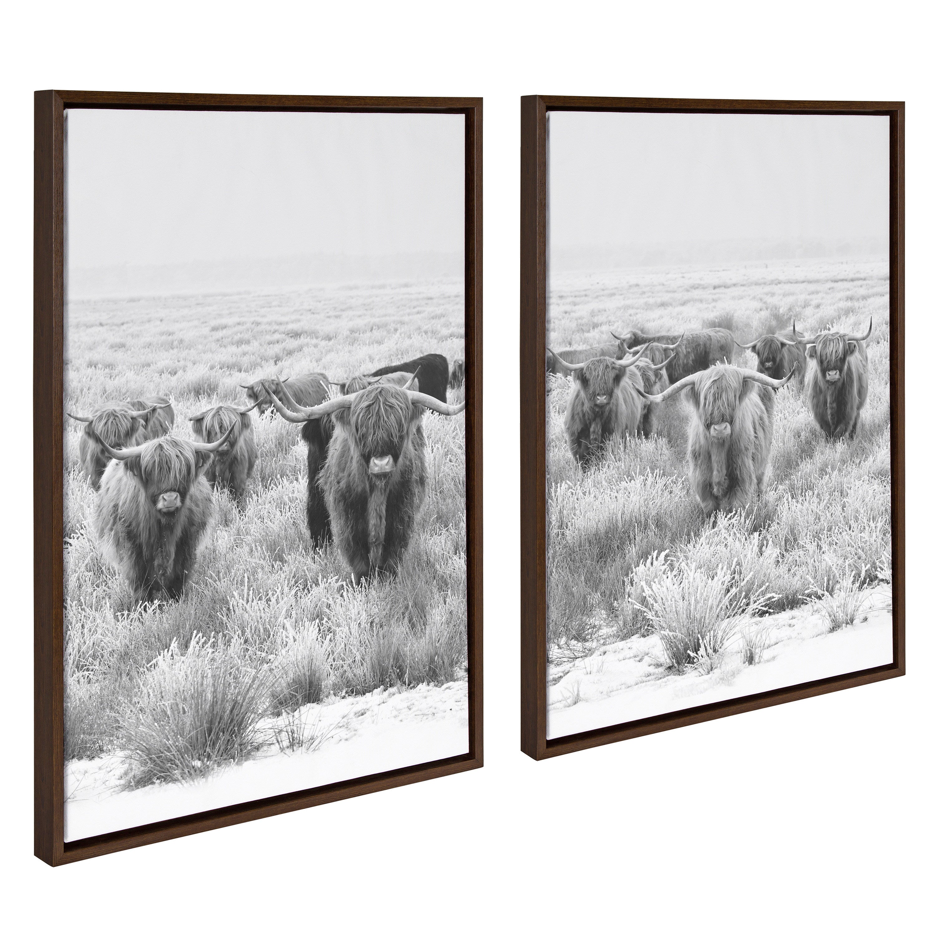 Sylvie Herd of Highland Cows Framed Canvas by The Creative Bunch Studio