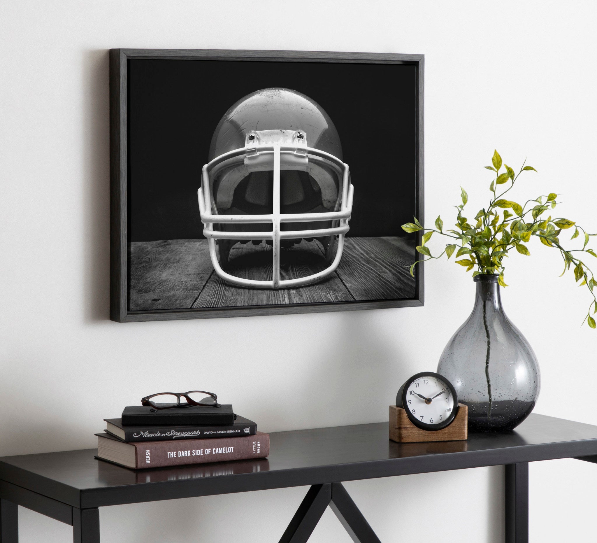 Sylvie Vintage Football Helmet Framed Canvas By Shawn St. Peter