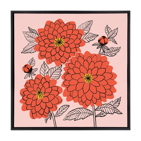 Sylvie Sketchy Dahlias Framed Canvas by Maria Filar
