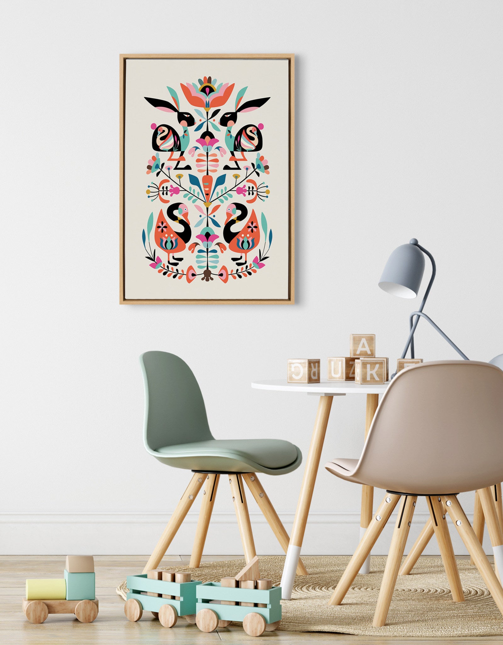 Sylvie Floral Bunny Framed Canvas By Rachel Lee of My Dream Wall