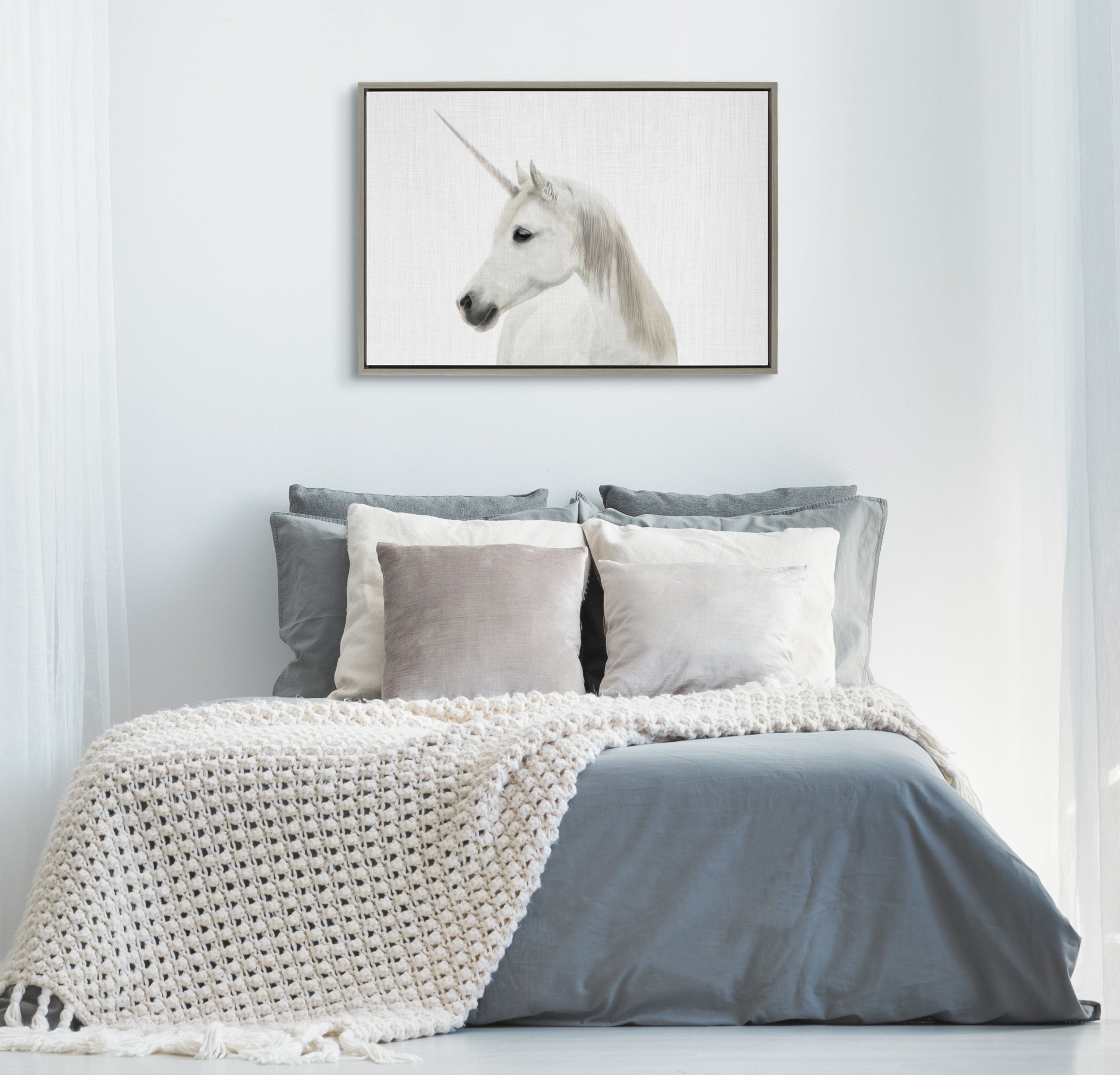 Sylvie Unicorn Framed Canvas by Simon Te of Tai Prints
