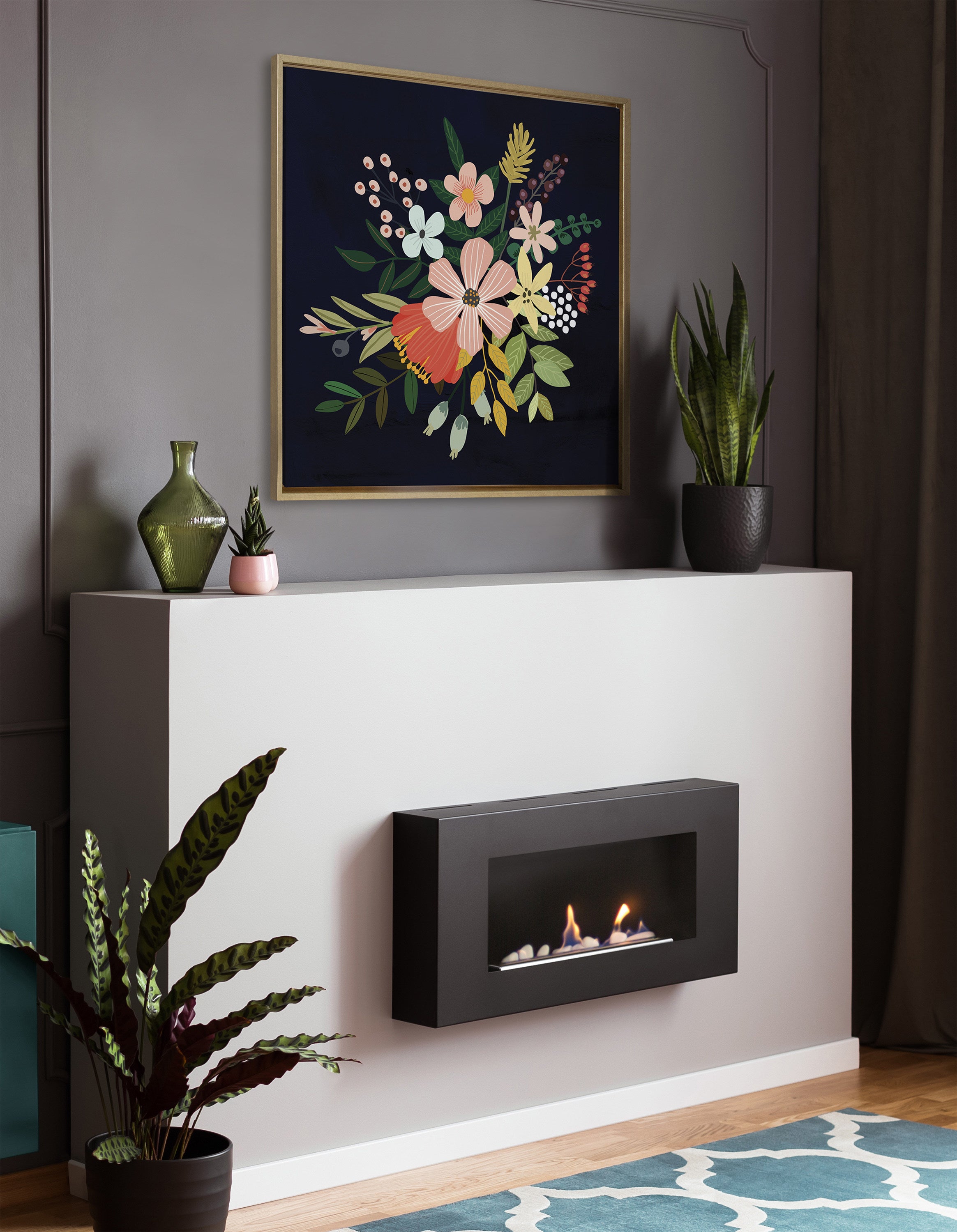 Sylvie Floralis C Framed Canvas by Mia Charro