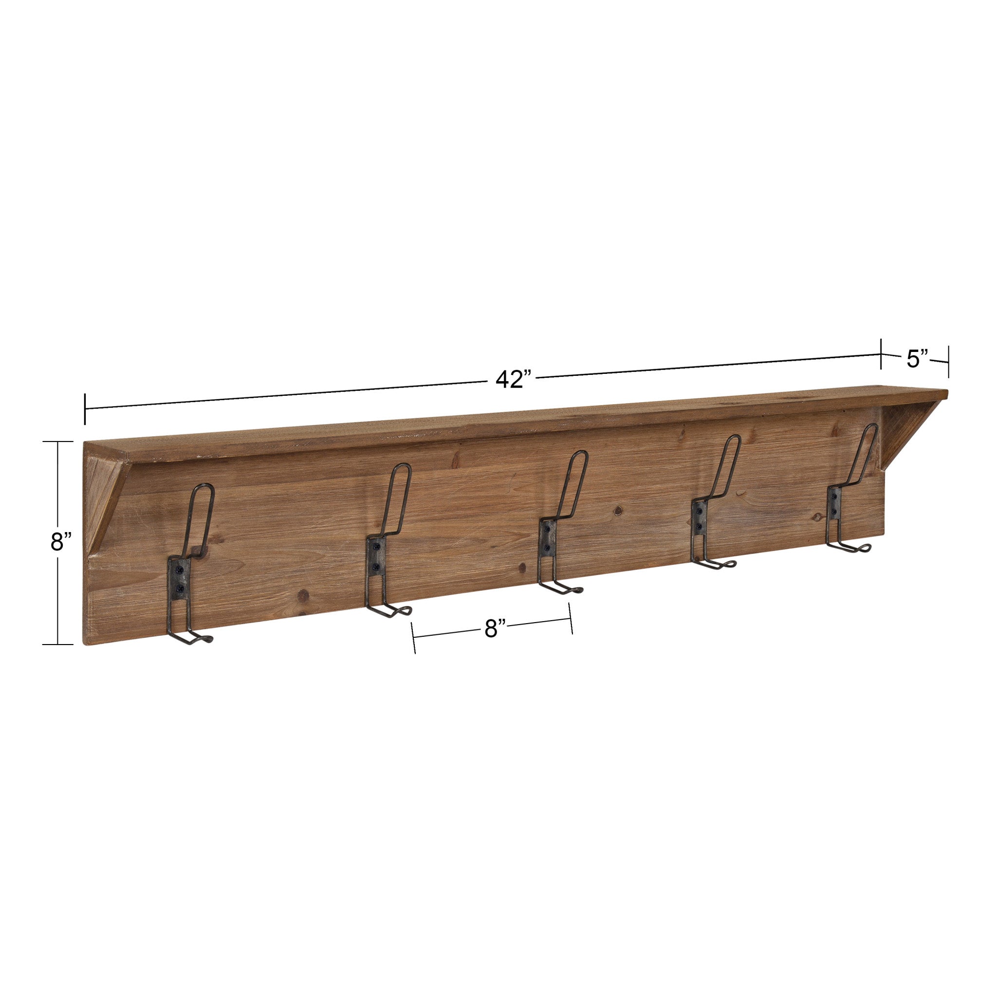 Coburn Wood Wall Shelf with Hooks