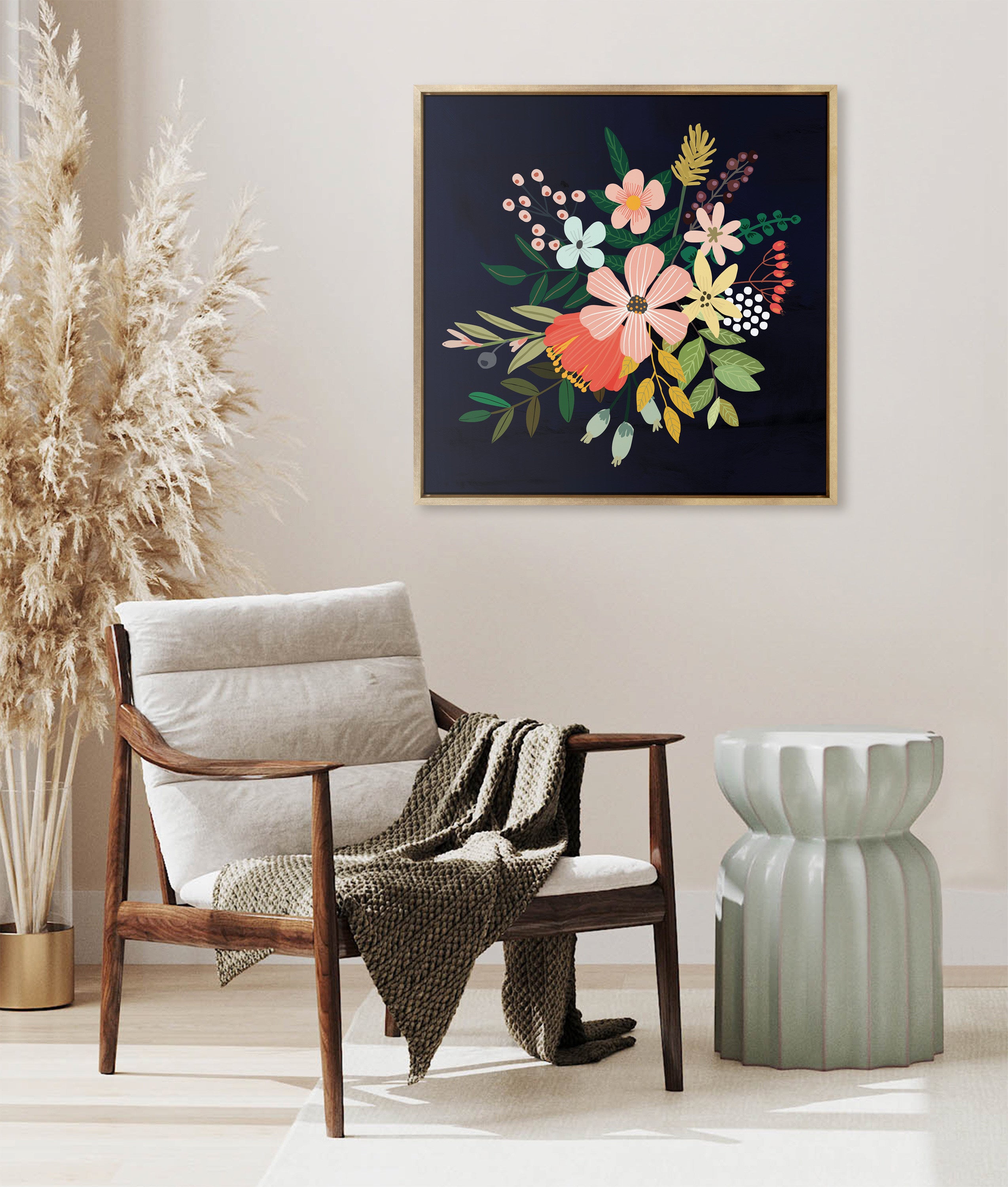 Sylvie Floralis C Framed Canvas by Mia Charro