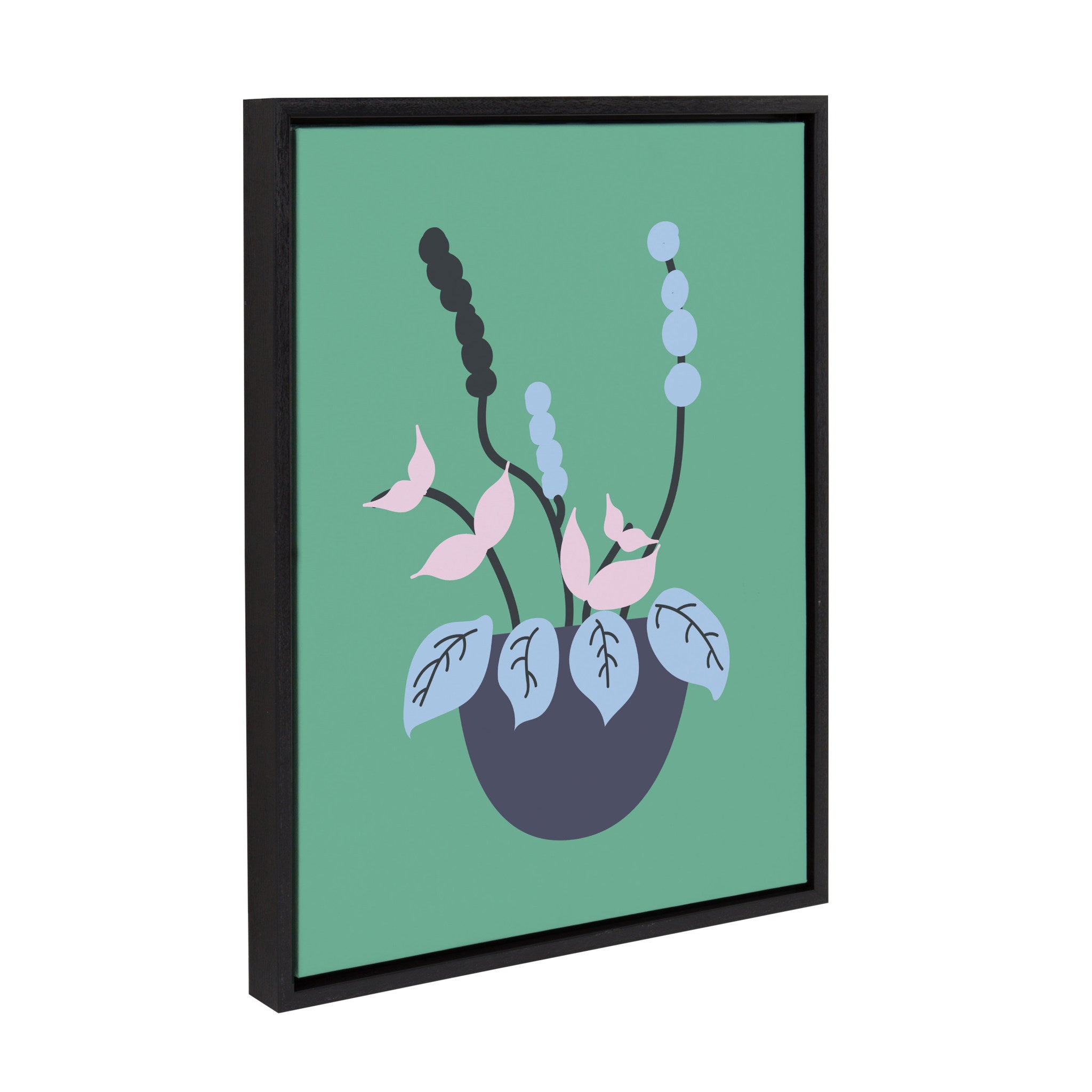 Sylvie Abstract Florals Green Framed Canvas by Queenbe Monyei