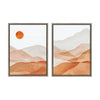 Sylvie Abstract Mountain Range I and III Orange Framed Canvas by Amy Lighthall