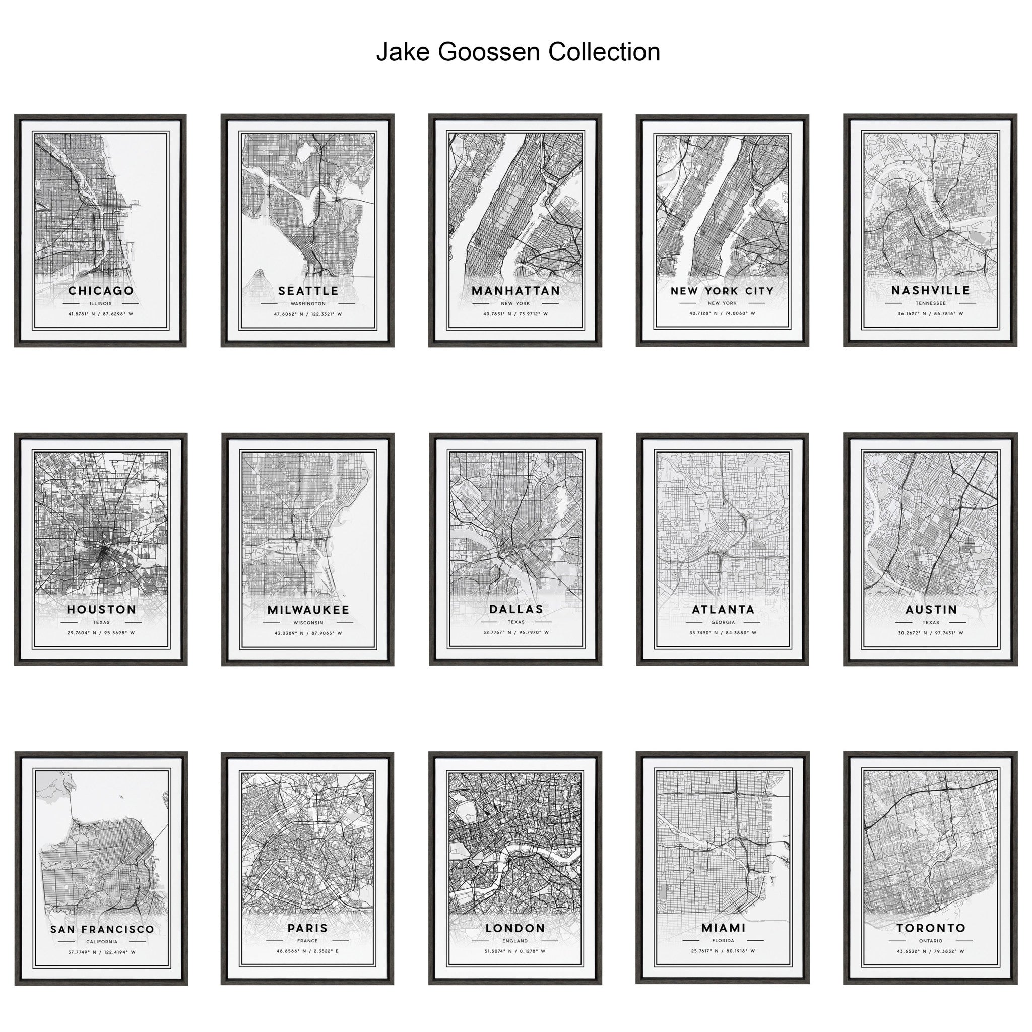 Sylvie Austin Modern Map Framed Canvas by Jake Goossen