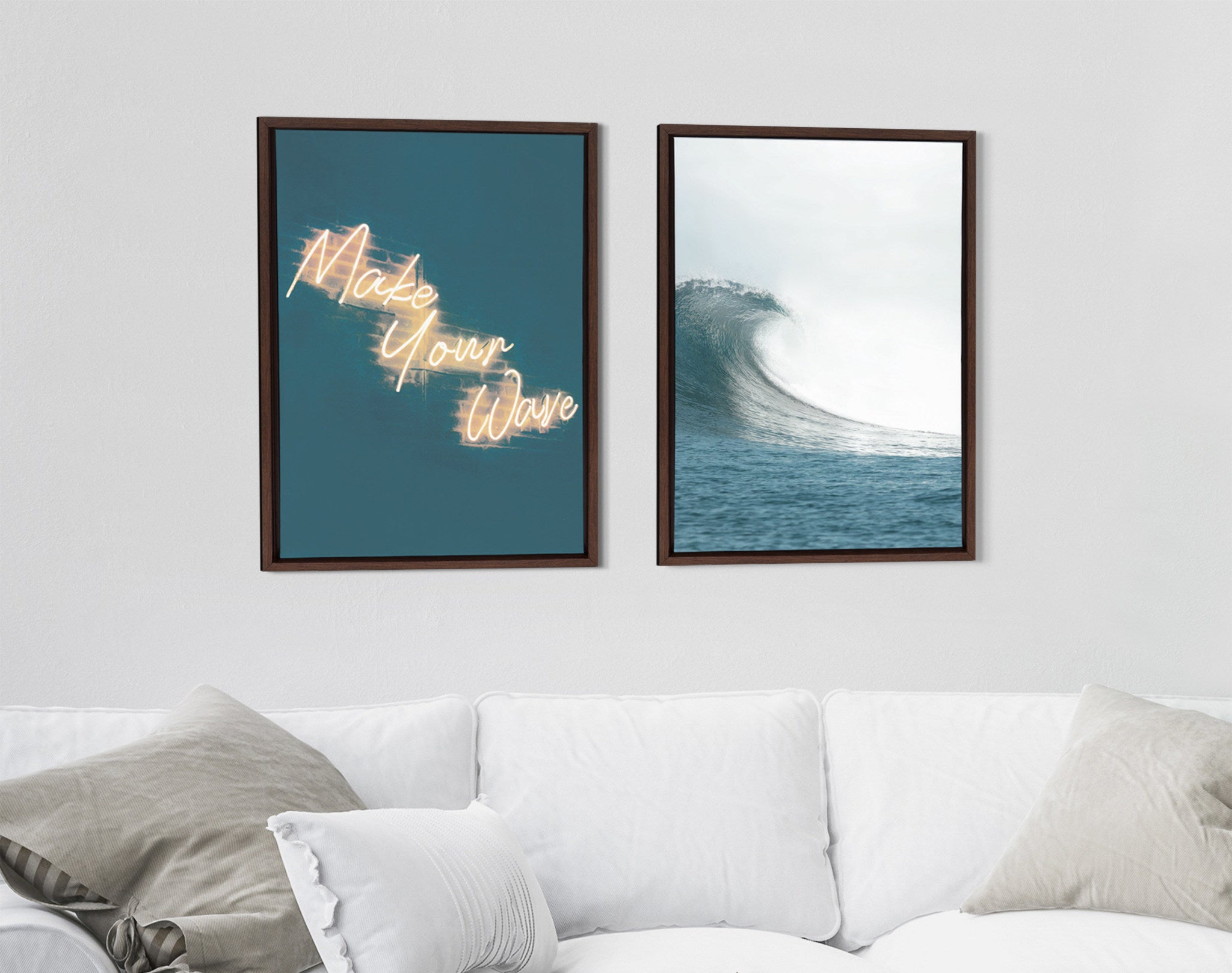 Sylvie Make Your Wave Framed Canvas Set by The Creative Bunch Studio
