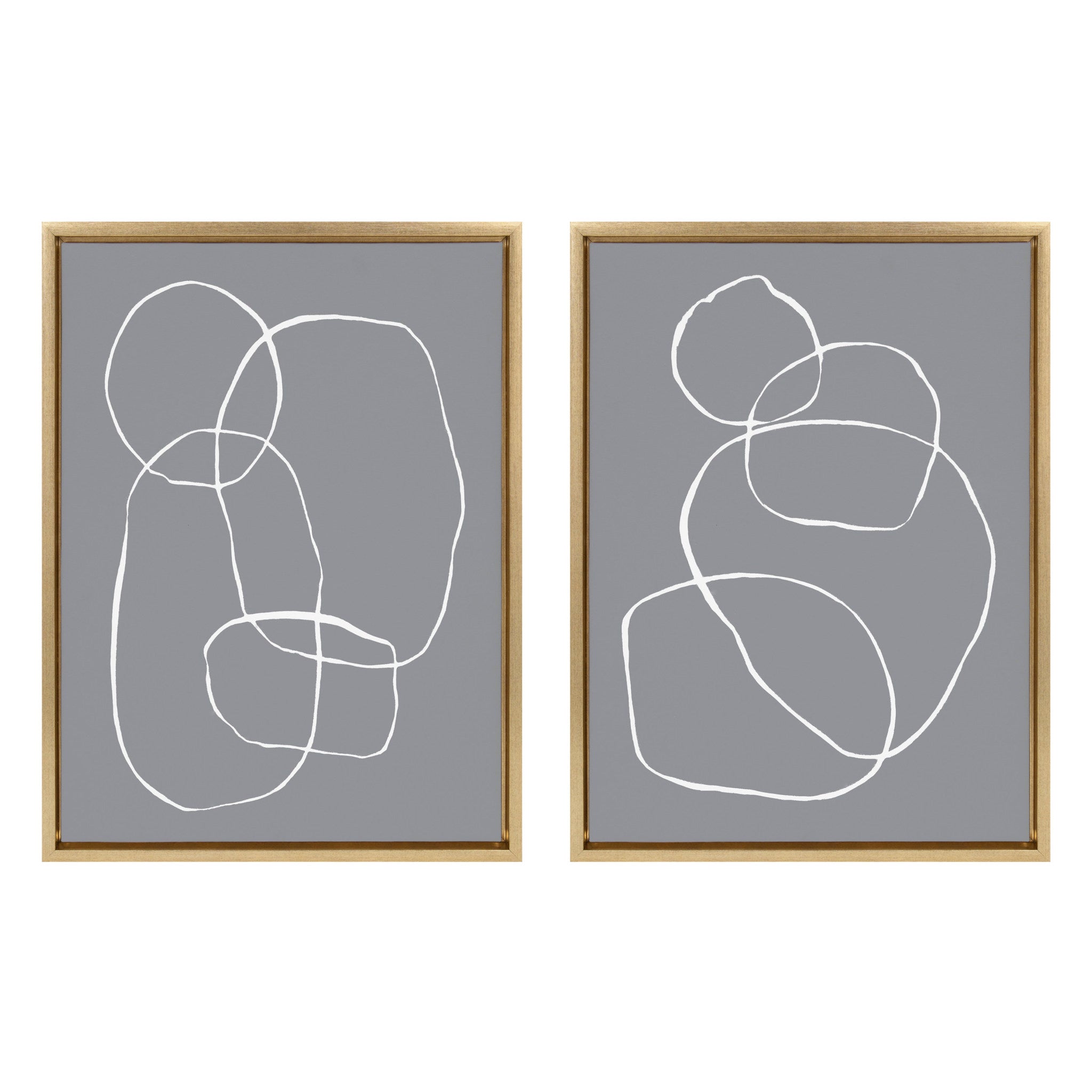 Sylvie Gray Going in Circles Framed Canvas Set by Teju Reval of SnazzyHues