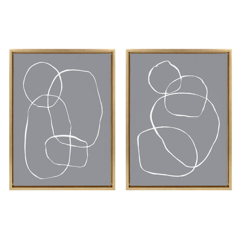Sylvie Gray Going in Circles Framed Canvas Set by Teju Reval of SnazzyHues