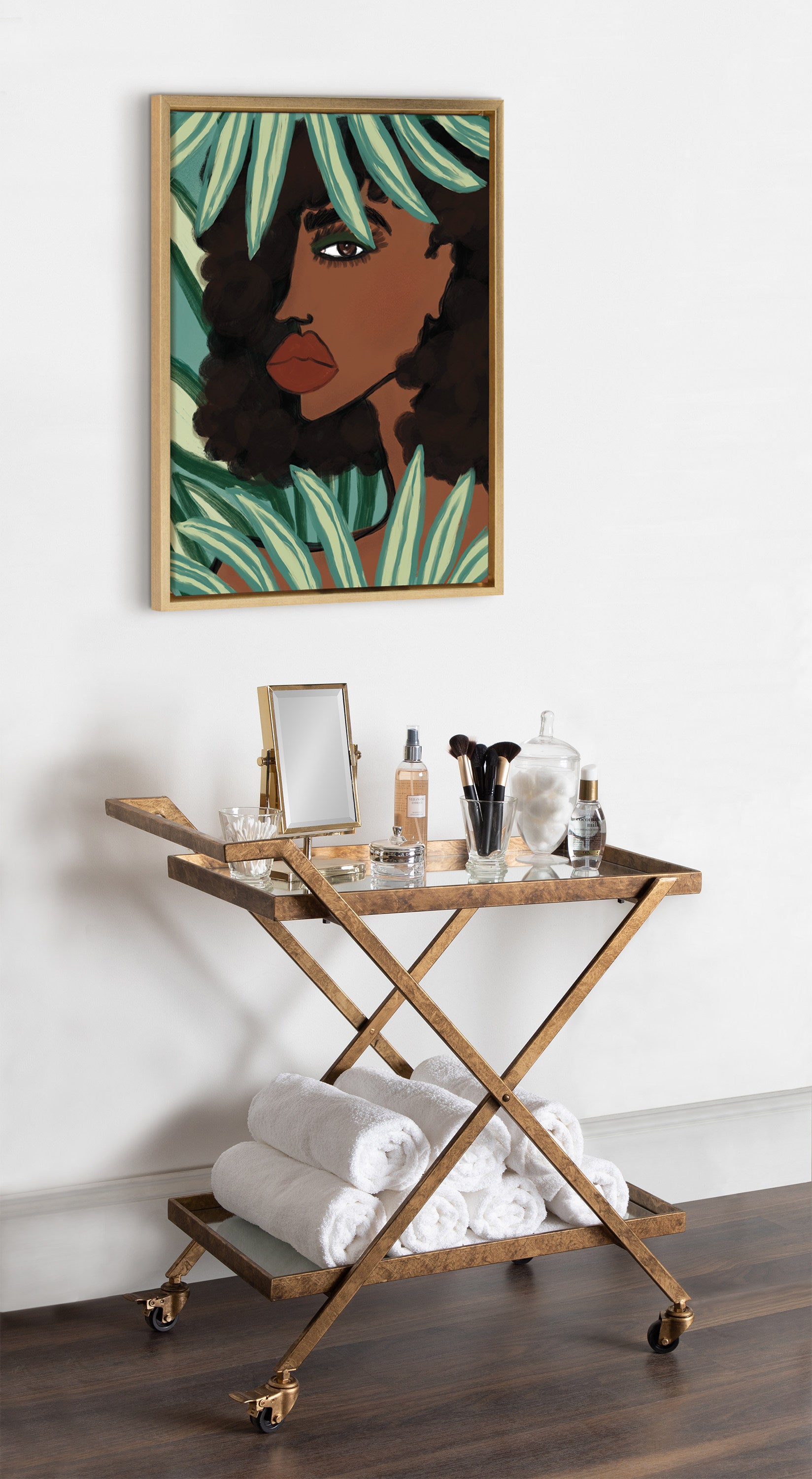 Sylvie Lady in the Jungle Framed Canvas by Kendra Dandy of Bouffants and Broken Hearts