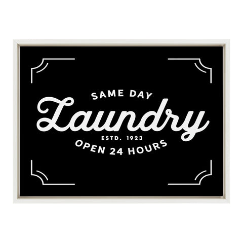 Sylvie Same Day Laundry Co Black Framed Canvas by Maggie Price