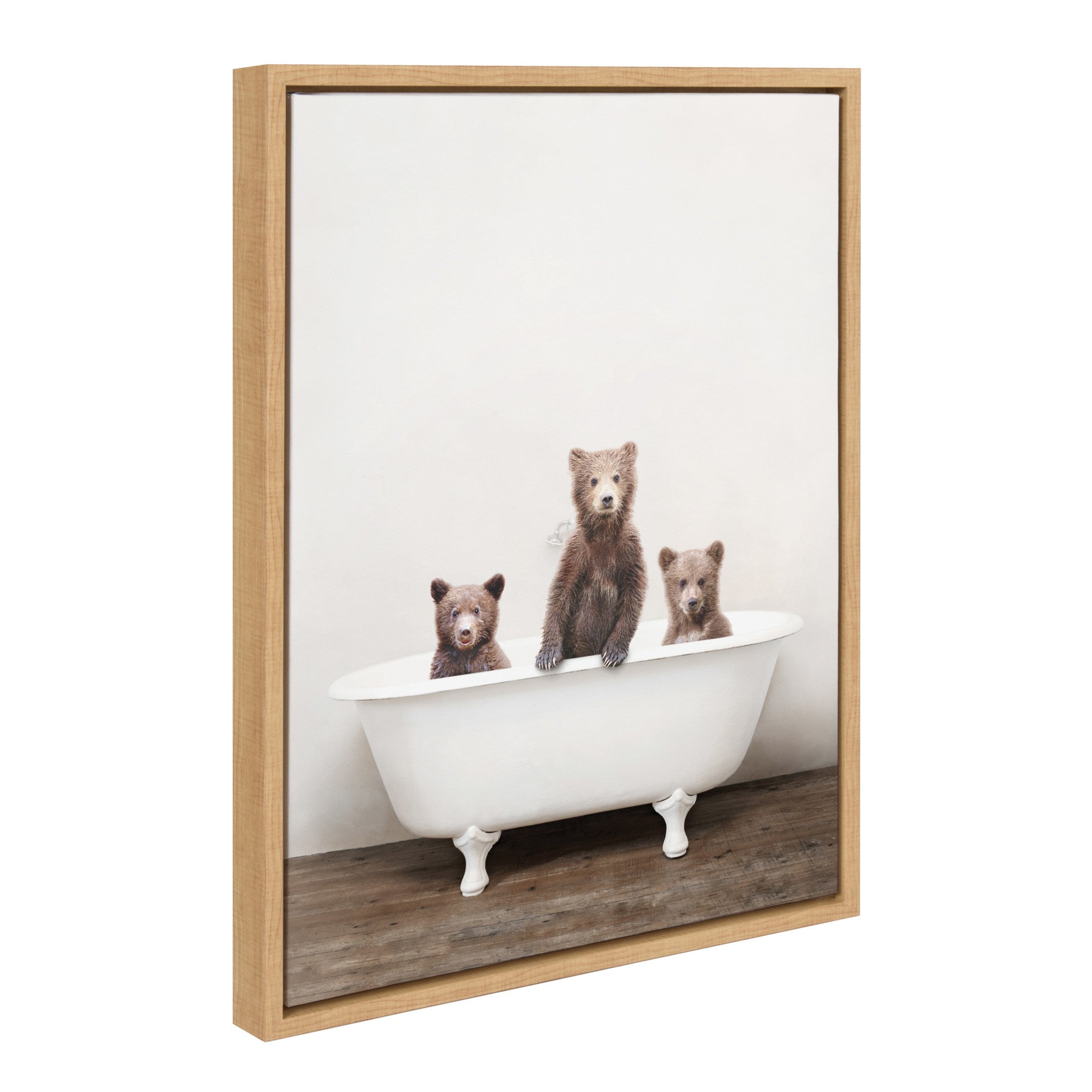 Sylvie Three Little Bears in Vintage Bathtub Framed Canvas by Amy Peterson