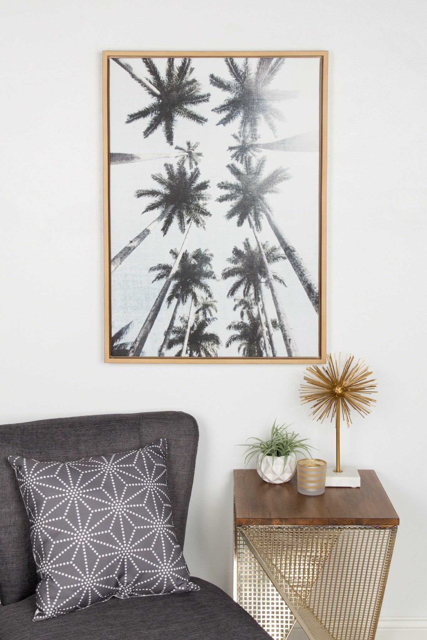 Sylvie Palm Tree Row Framed Canvas by Simon Te Tai