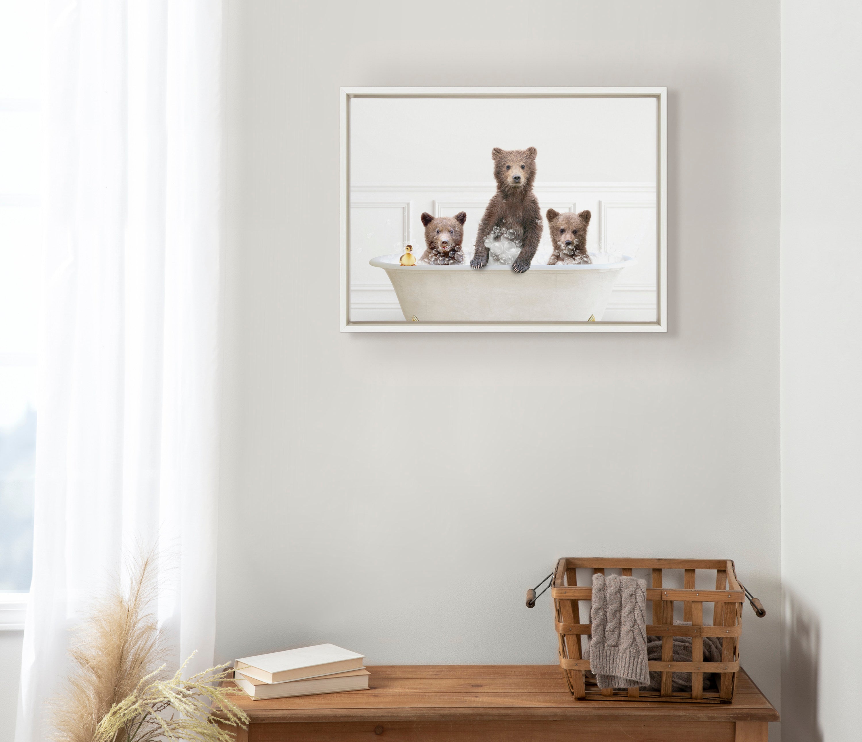 Kate and Laurel Sylvie Three Bears In Bubble Bath Neutral Style Framed  Canvas Wall Art by Amy Peterson Art Studio, 18x24 Natural, Adorable  Woodland Animal Art for Wall – kateandlaurel