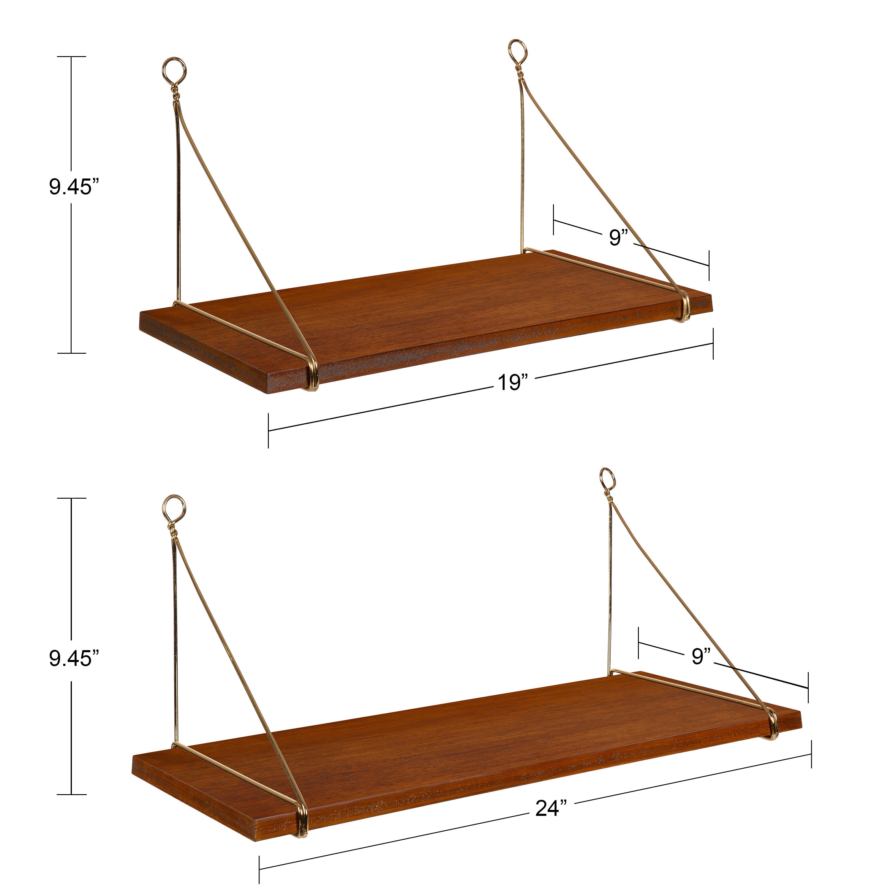 Vista Wood and Metal Wall Shelves