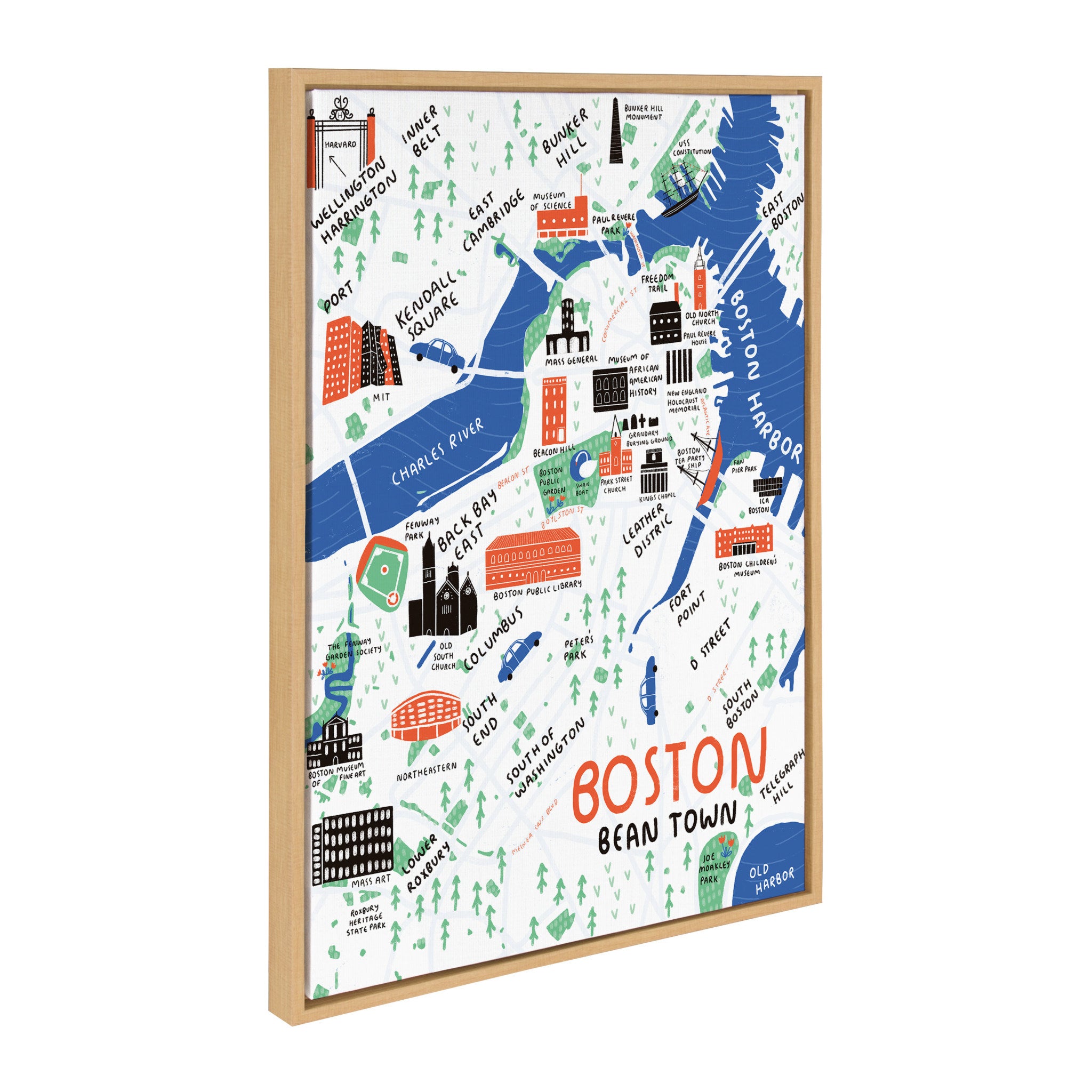 Sylvie Boston Illustration Framed Canvas by Stacie Bloomfield