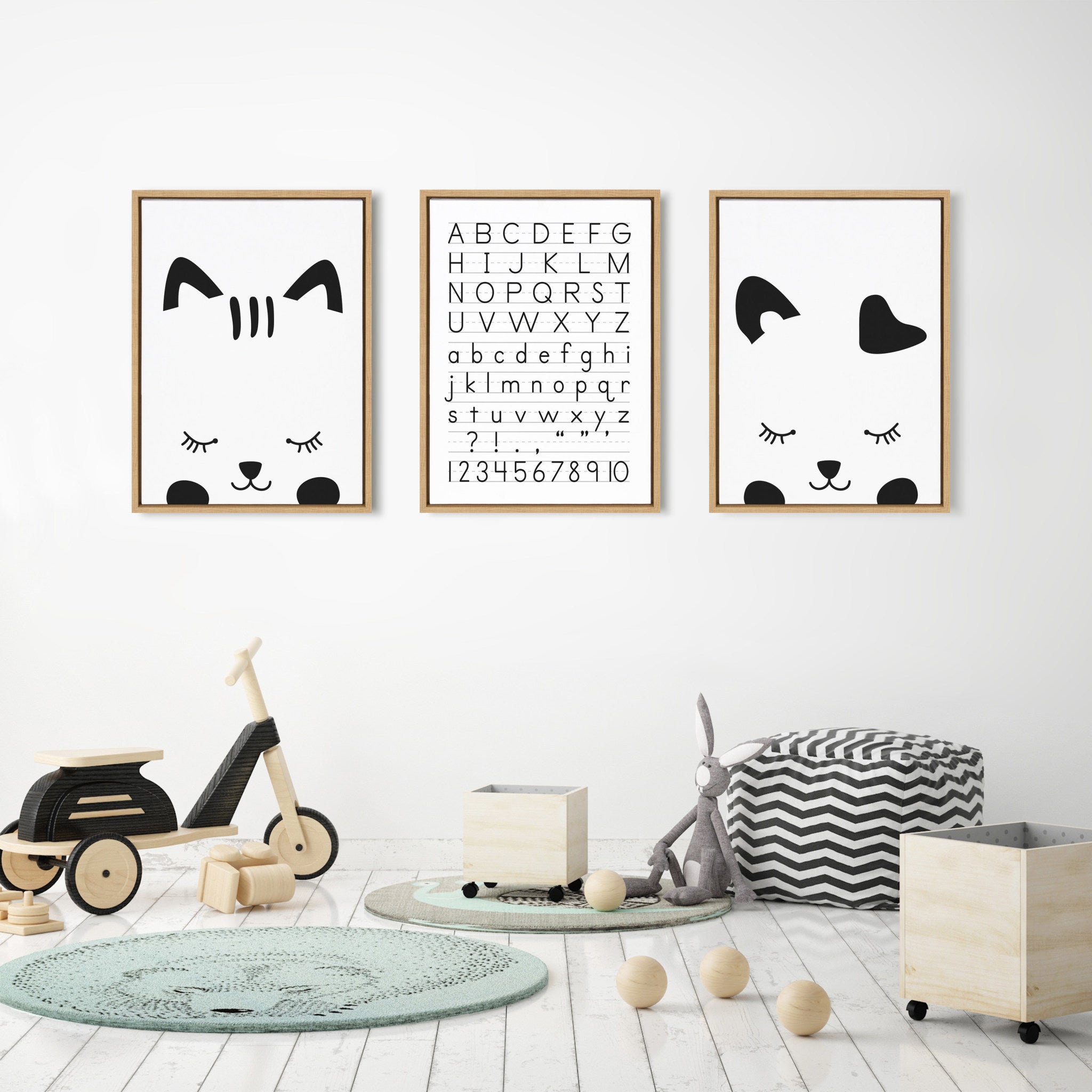 Sylvie Alphabet Penmanship Framed Canvas by The Creative Bunch Studio