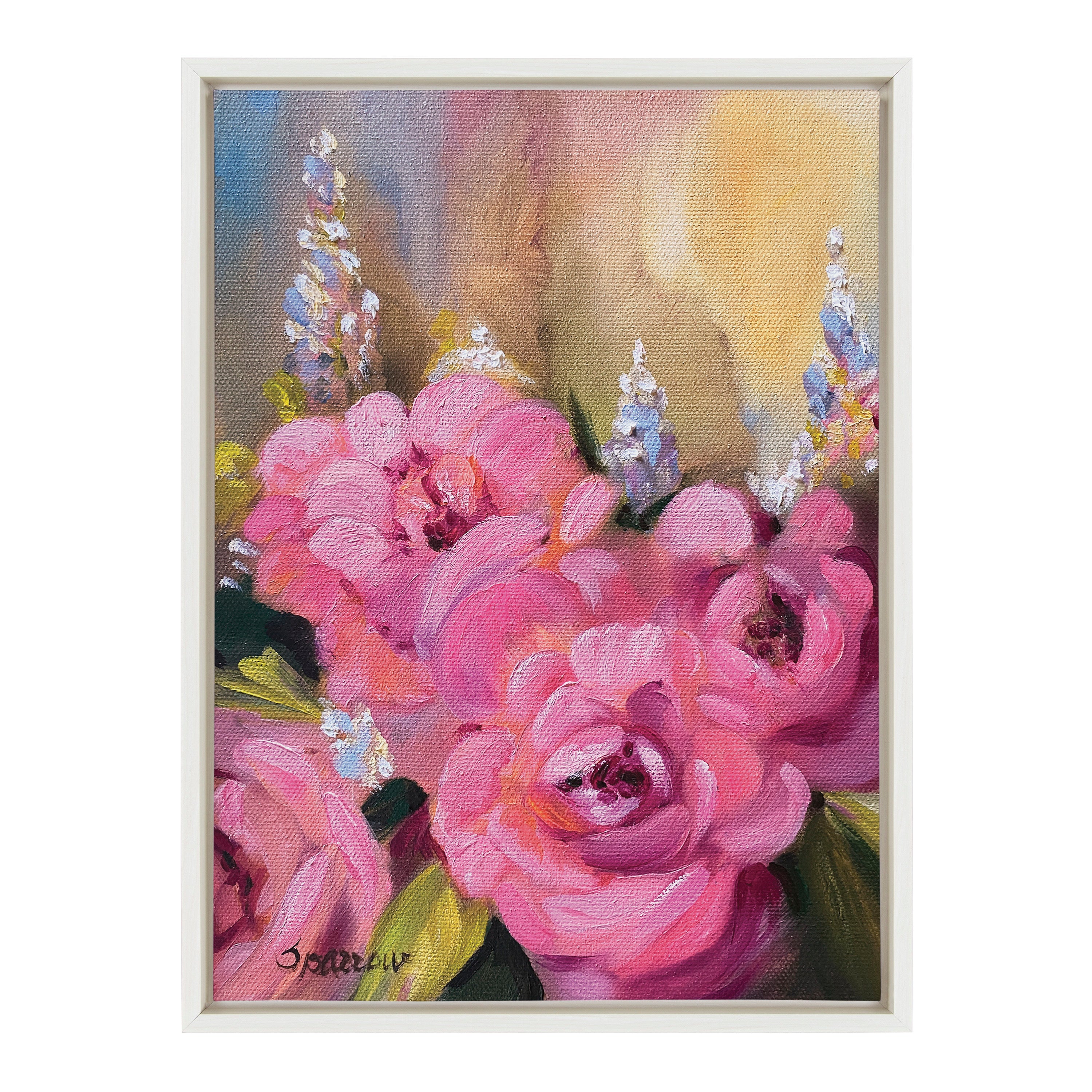 Sylvie Hot Pink Framed Canvas by Mary Sparrow