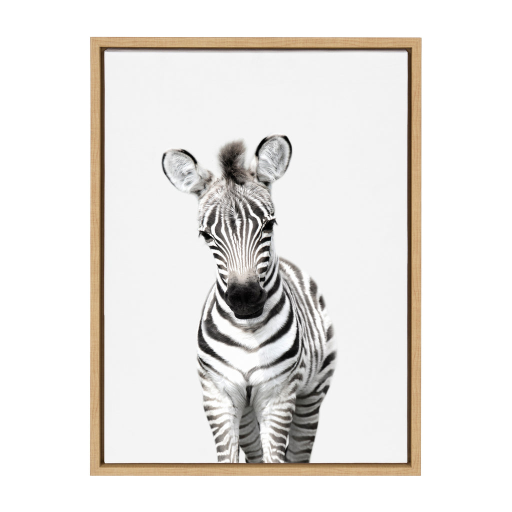 Kate and Laurel Sylvie Baby Zebra Animal Print Portrait Framed Canvas Wall  Art by Amy Peterson, 18x24 Natural – kateandlaurel
