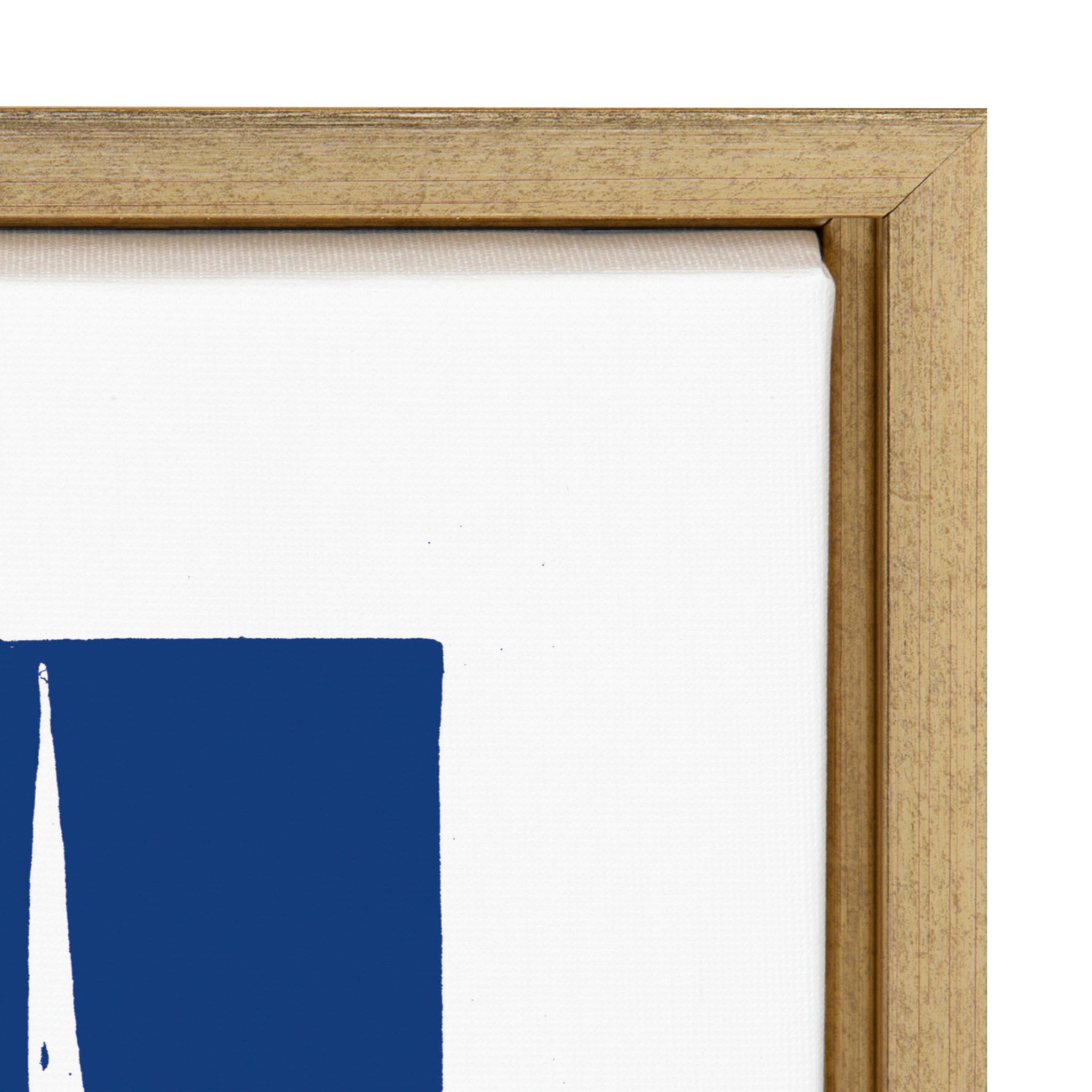 Sylvie Modern Tribal Block Print Indigo Framed Canvas by Statement Goods