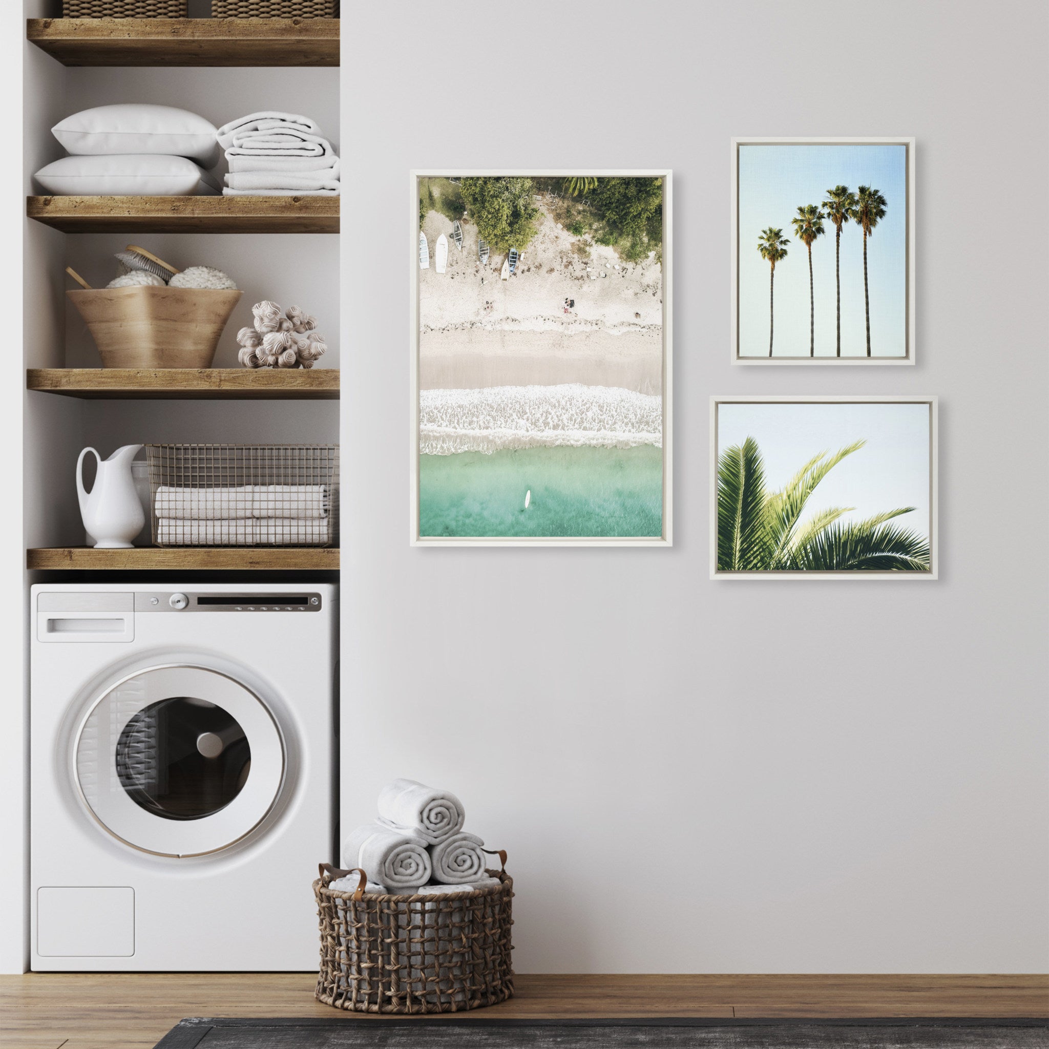 Sylvie Tropical Beach Framed Canvas Set