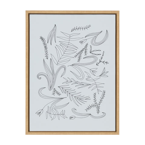 Sylvie Scattered Leaves Monotone Framed Canvas by Kate Aurelia Holloway