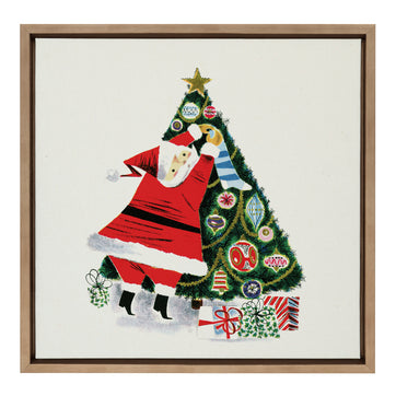 Sylvie Santa Claus Decorating Tree Framed Canvas by Corinna Buchholz of Piddix