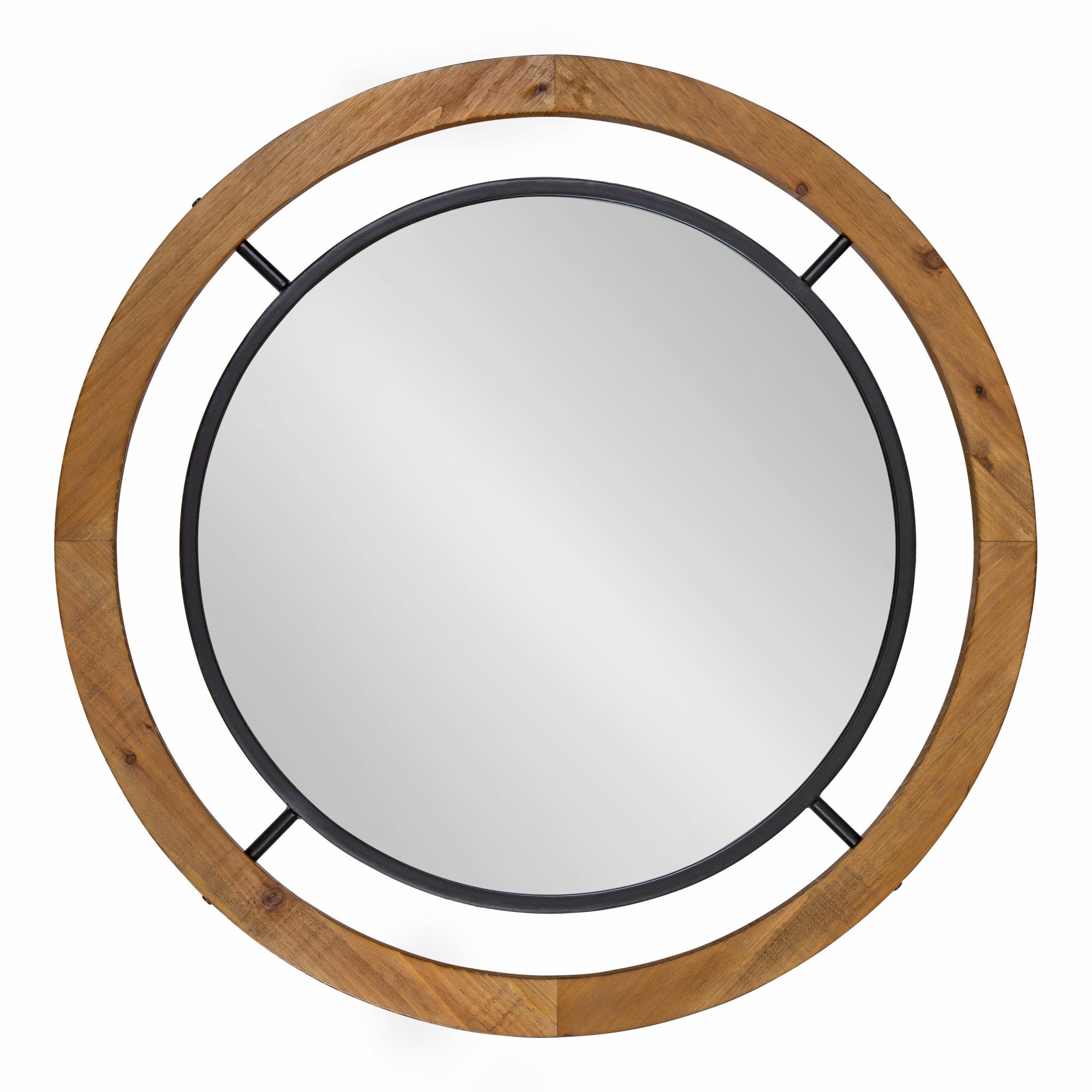 Whalen Round Wood Wall Mirror