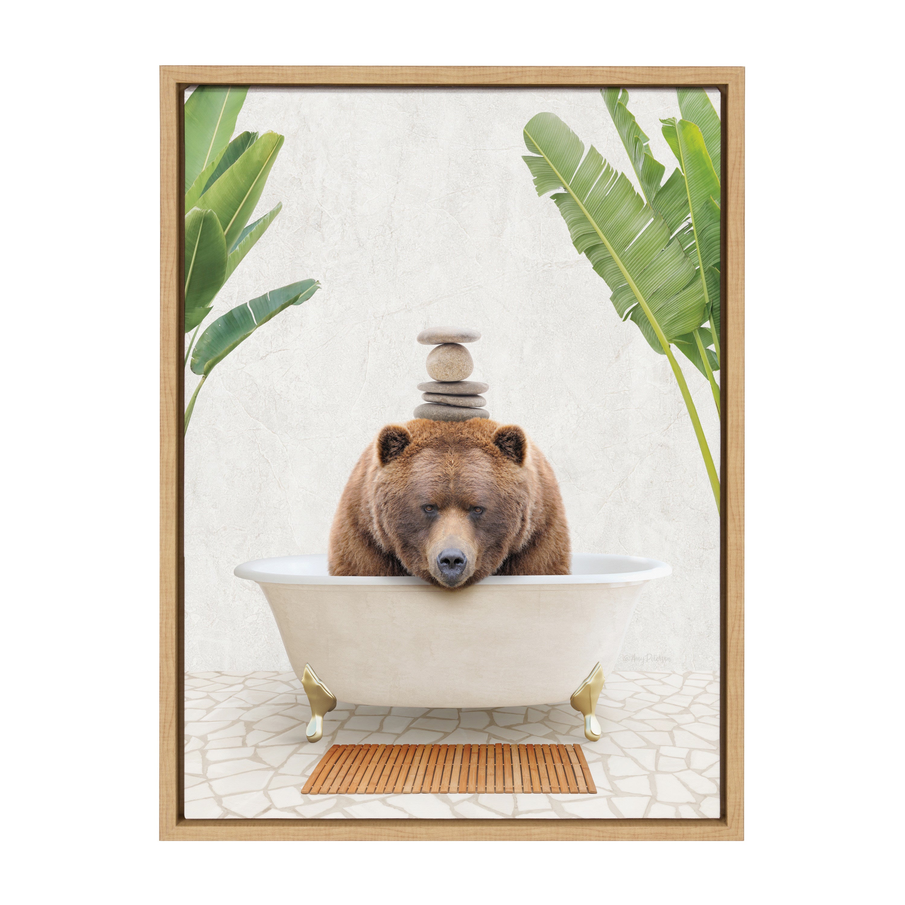 Sylvie Big Bear Bali Bath Framed Canvas by Amy Peterson Art Studio