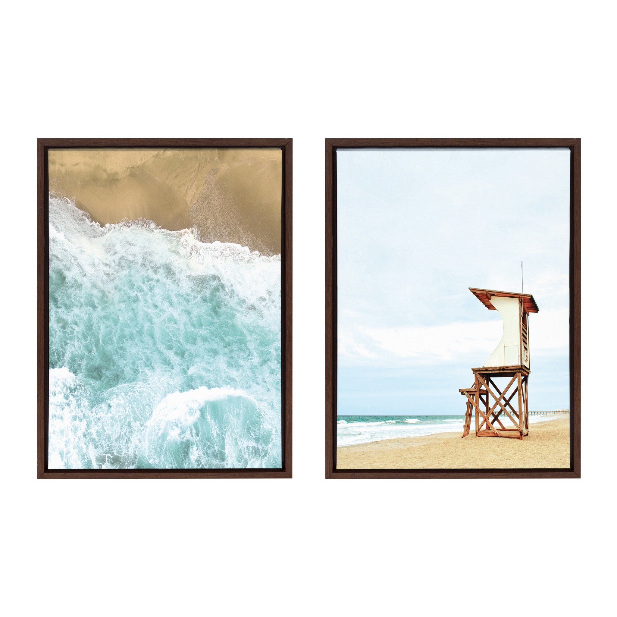 Sylvie Ocean Beach Framed Canvas Set by The Creative Bunch Studio