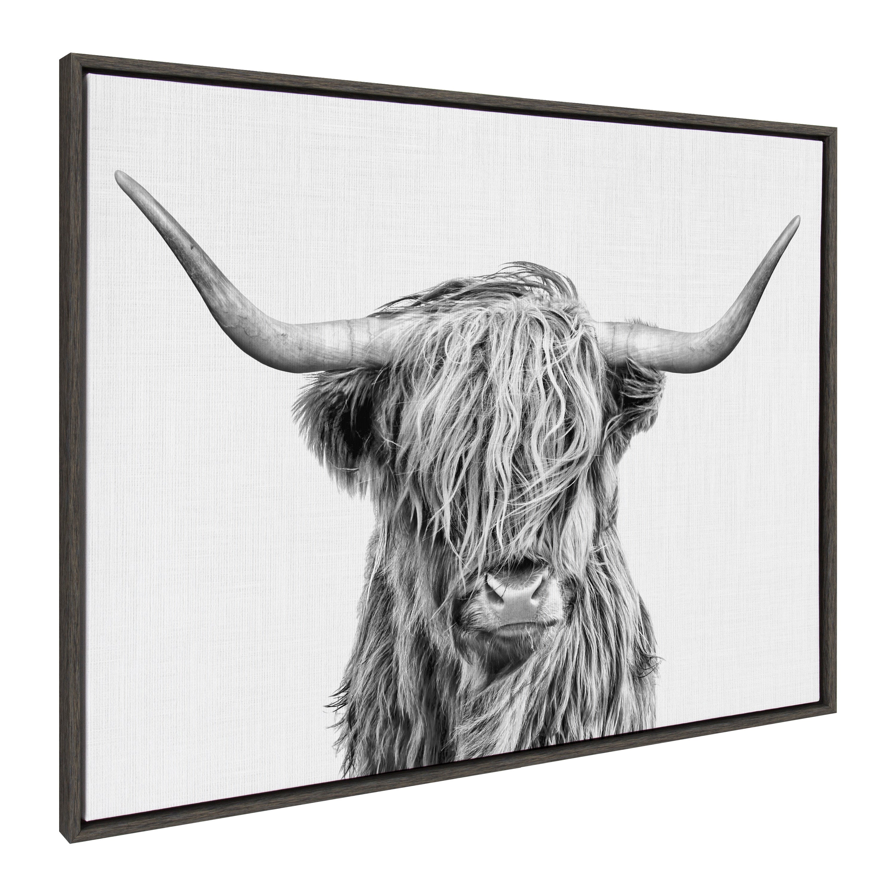 Sylvie Highland Cow 2 Framed Canvas by Simon Te of Tai Prints