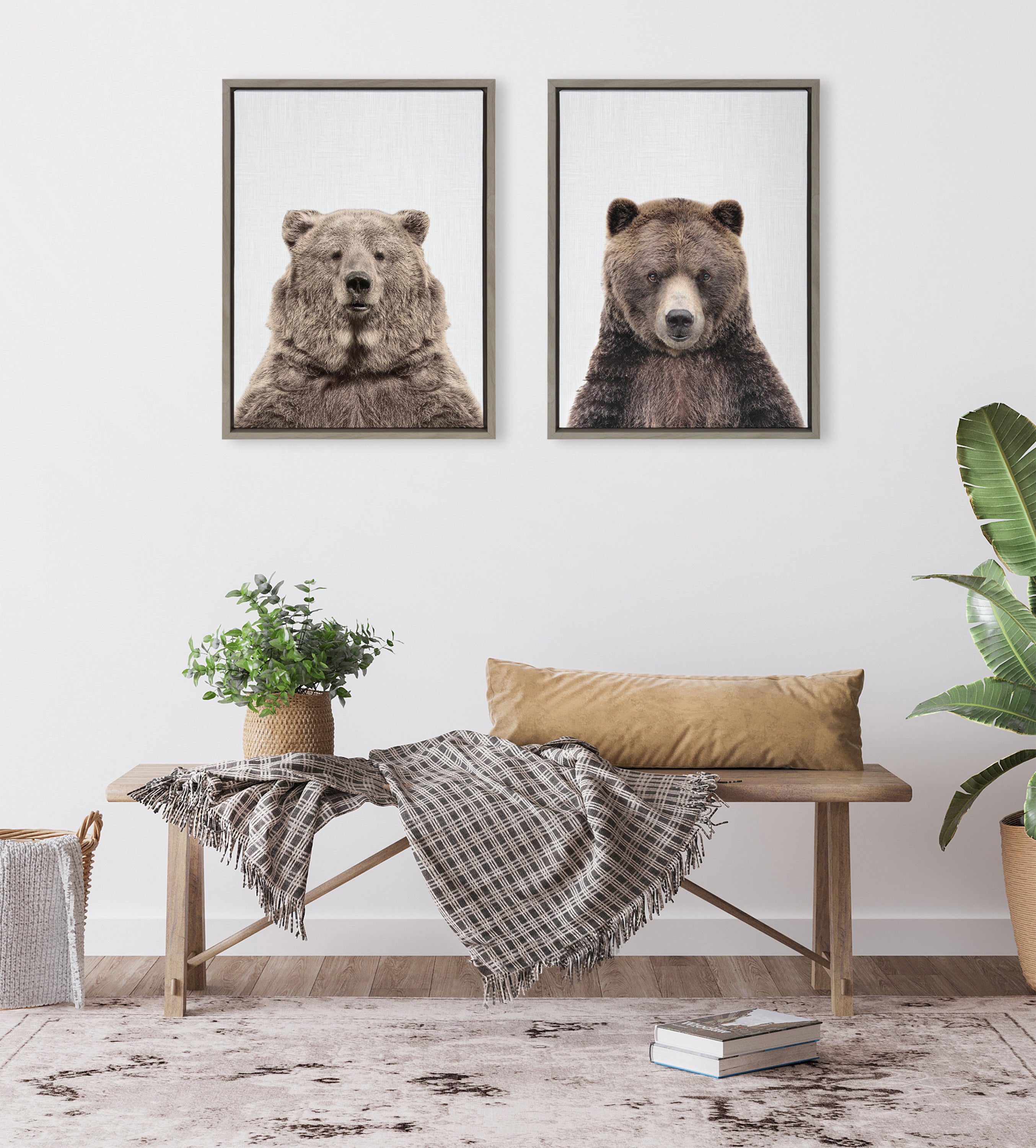 Sylvie Bear European Color Framed Canvas by Simon Te of Tai Prints