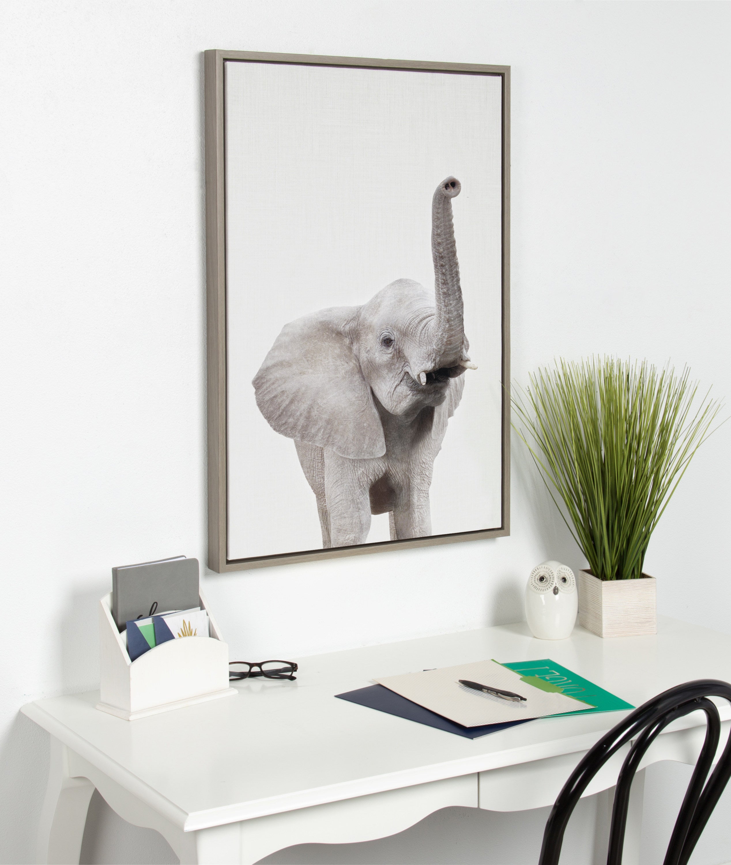 Sylvie Young Elephant Framed Canvas by Amy Peterson