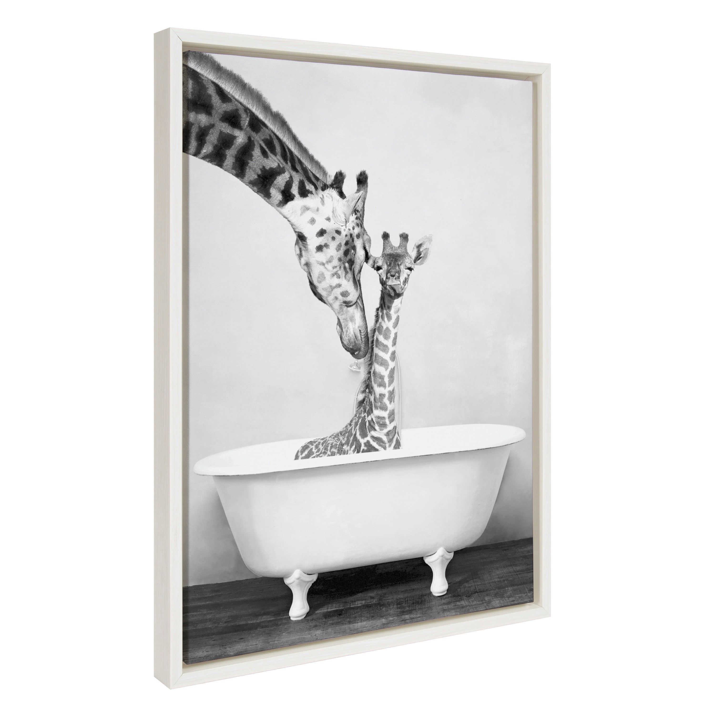 Sylvie Giraffe In Tub Framed Canvas by Amy Peterson Art Studio