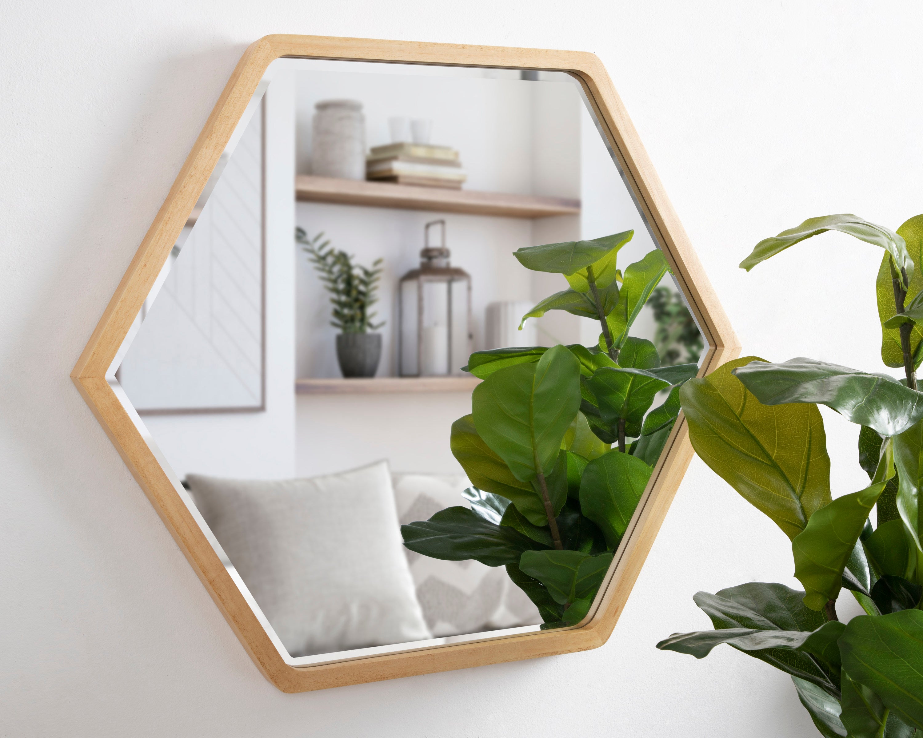 McLean Hexagon Wood Framed Wall Mirror