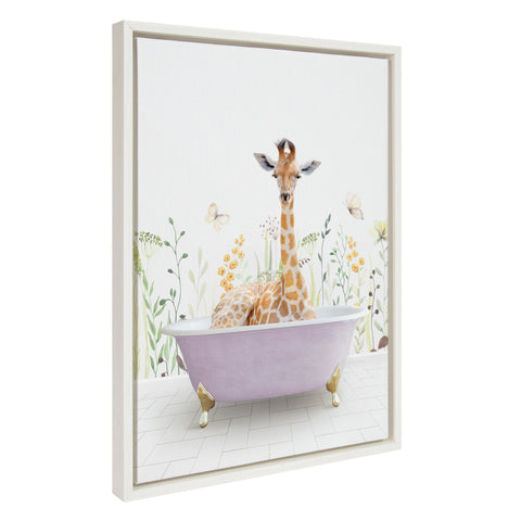 Sylvie Giraffe In Spring Bath Framed Canvas by Amy Peterson Art Studio