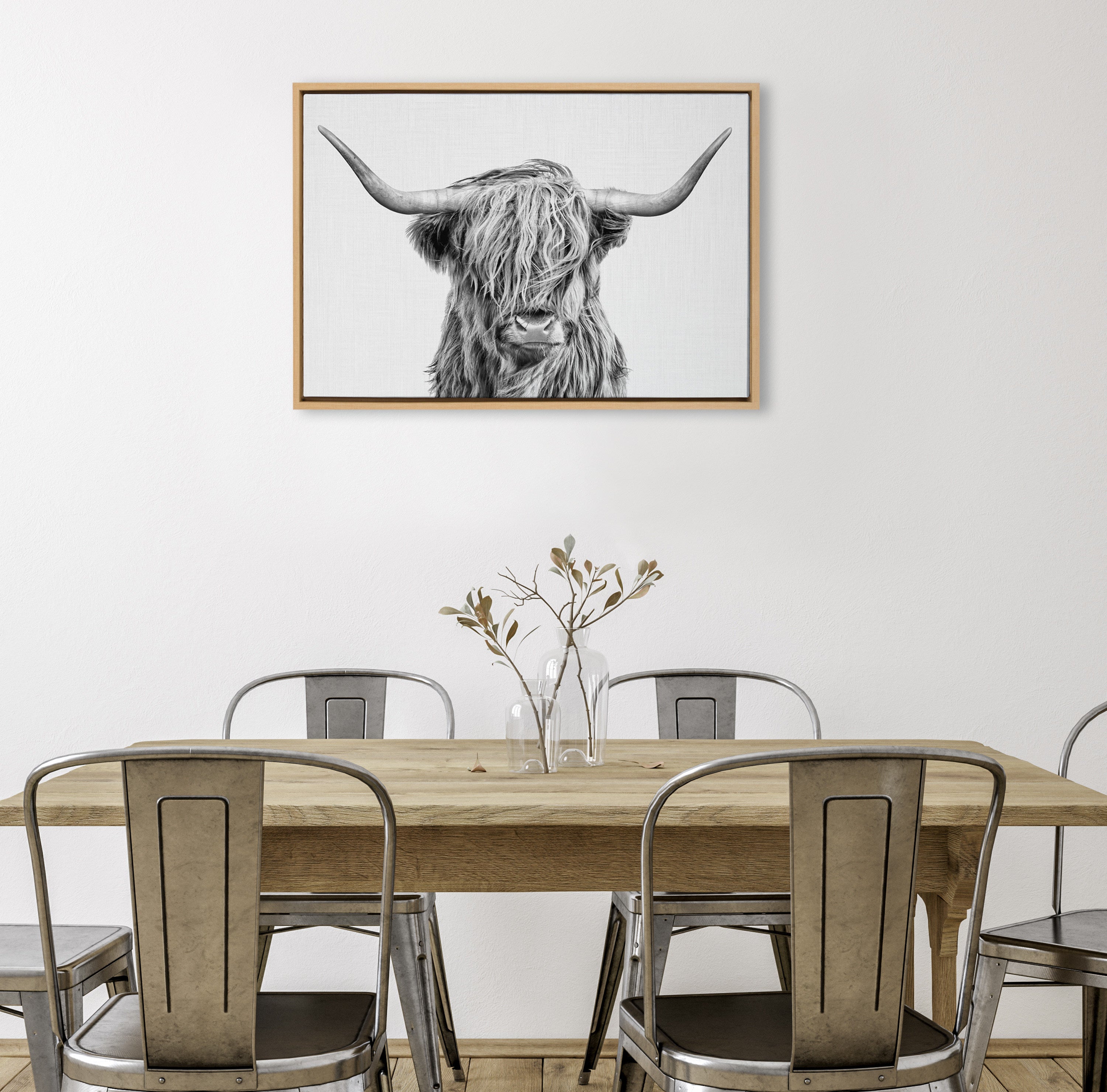 Sylvie Highland Cow 2 Framed Canvas by Simon Te of Tai Prints