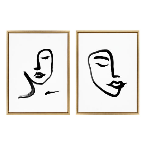 Sylvie Woman Face Art and Face Line Print Framed Canvas Set by Viola Kreczmer