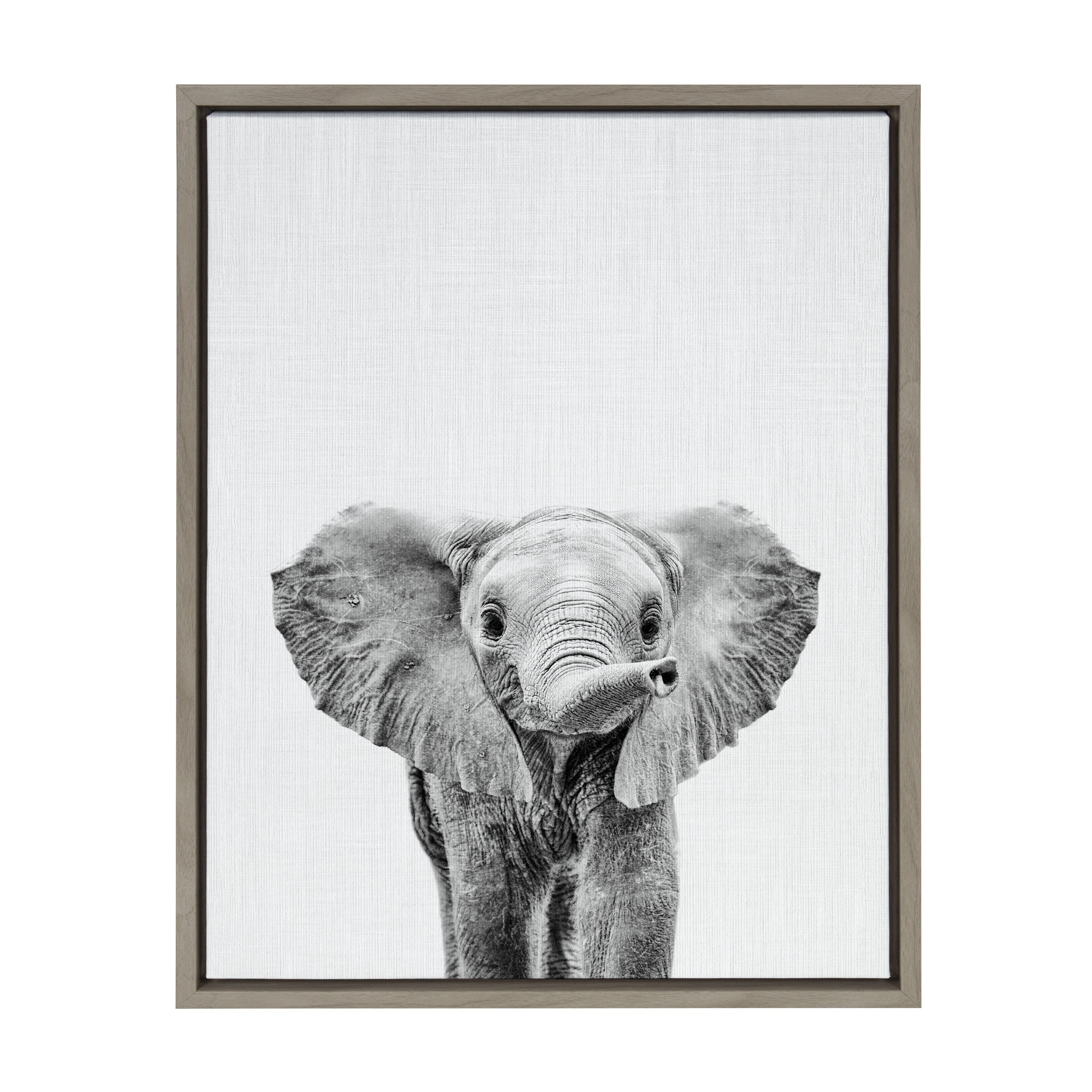Sylvie Baby Elephant Framed Canvas by Simon Te