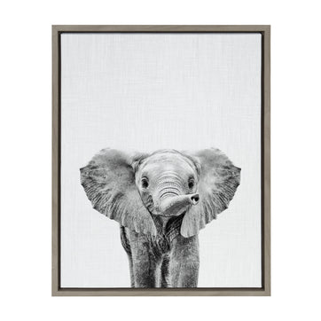 Sylvie Baby Elephant Framed Canvas by Simon Te