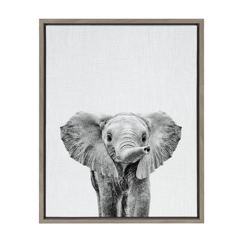 Sylvie Baby Elephant Framed Canvas by Simon Te